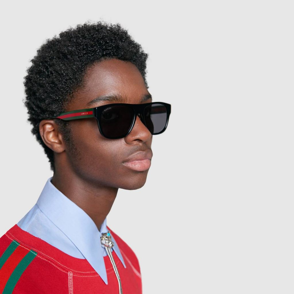 gucci blue and red stripe sunglasses