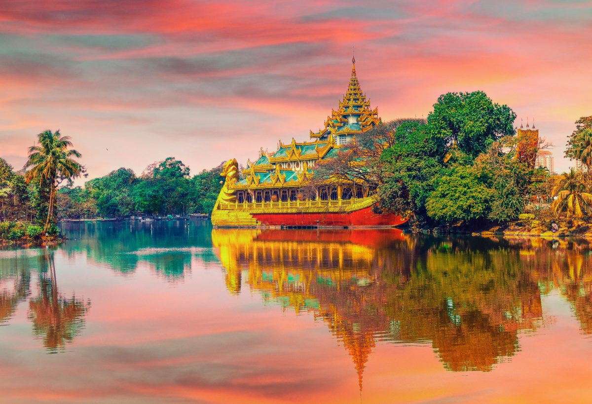 Yangon's temple over the river in Burma