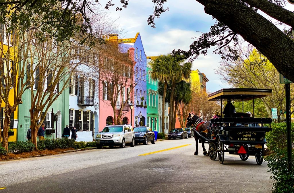 Charleston's pastel-colored buildings is one of the best places to visit in November in USA