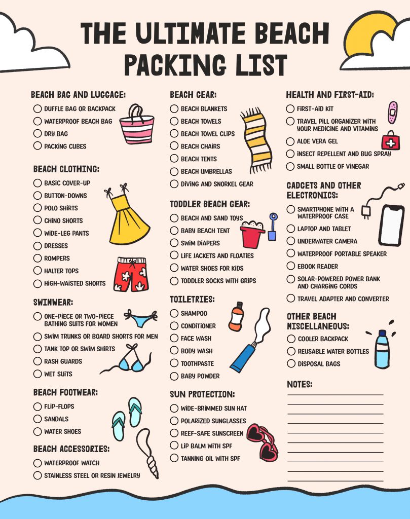 10 day beach trip packing list