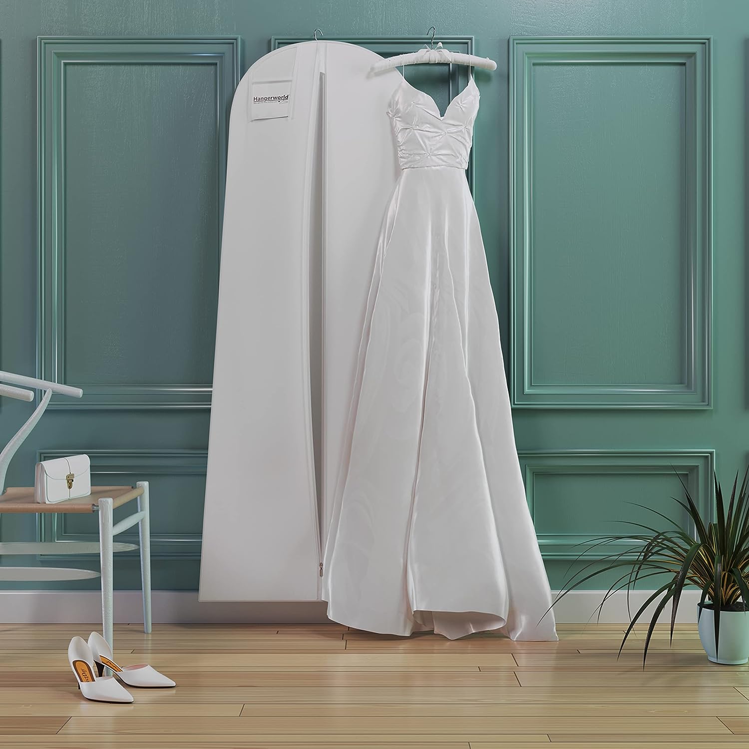 MISSLO Breathable Wedding Dress Garment Bag Zipper Pockets Handle