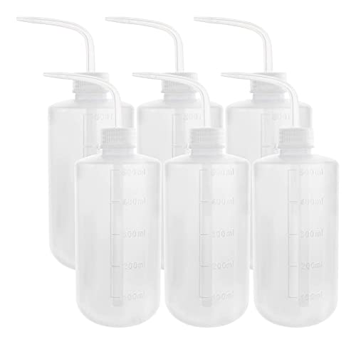 DEPEPE 6pcs 500ml Plastic Wash Bottles Lab Squeeze Bottle LDPE Squirt Bottle