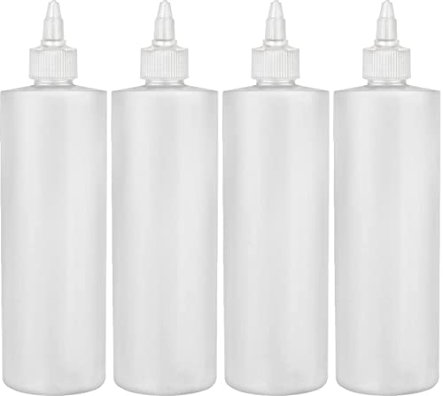 5 pack of 8oz (240mL) Plastic Boston Round Squeeze Bottles + Yorker Caps  LDPE