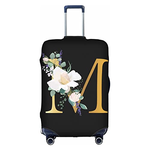 Flower Lette M Black Luggage Cover