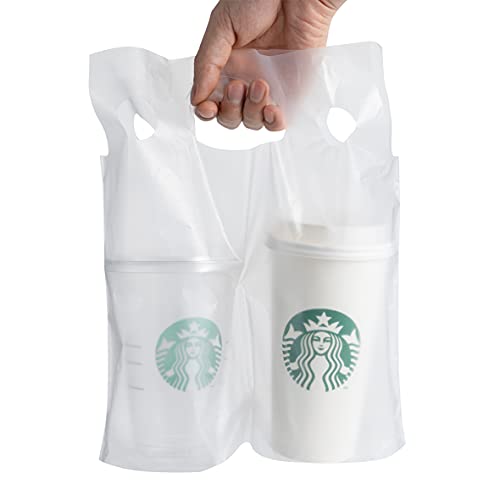 Clear Plastic Bags 2 Cup Beverage Carrier