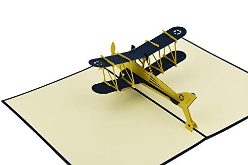 Yellow Plane Glider Pop Up Greeting Card