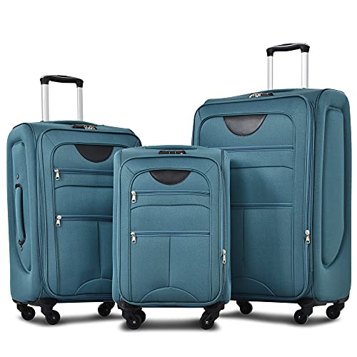 Merax Softside Luggage Set - Lightweight 3 Piece Spinner Suitcase