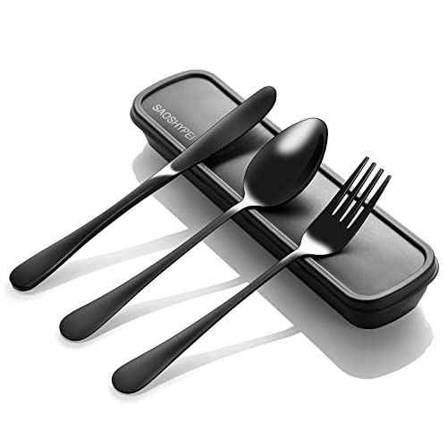 Travel Utensils with Case 4 Sets Reusable Utensils Set with Case Portable Cutlery  Set Knives Fork and Spoon Set for Lunch Box Accessories Camping Utensil Set  Flatware Sets for Outdoor