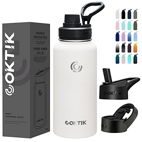 COKTIK 32 oz Stainless Steel Water Bottle with Straw