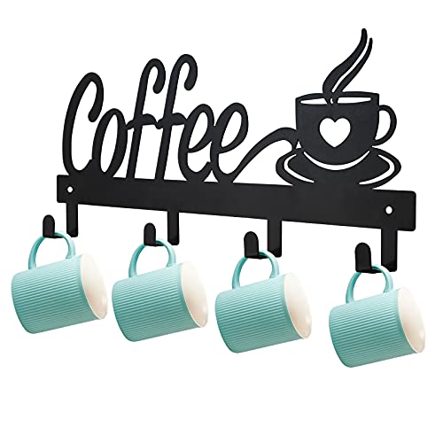 TRSPCWR Coffee Mug Rack with Storage Shelf, Rustic Wood Coffee Mug Holder  Wall Mounted with 16 Hooks, Coffee Cup Holder for Mugs Tea Cups Display and