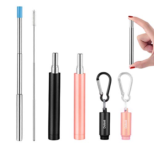 Collapsible Stainless Steel Straws with Case and Cleaning Brushes