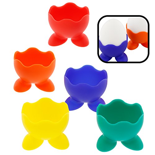 Colorful Silicone Egg Cup Holders - Set of 5