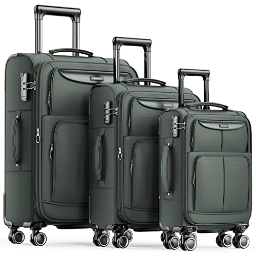 SHOWKOO 3 Piece Softside Suitcase Sets