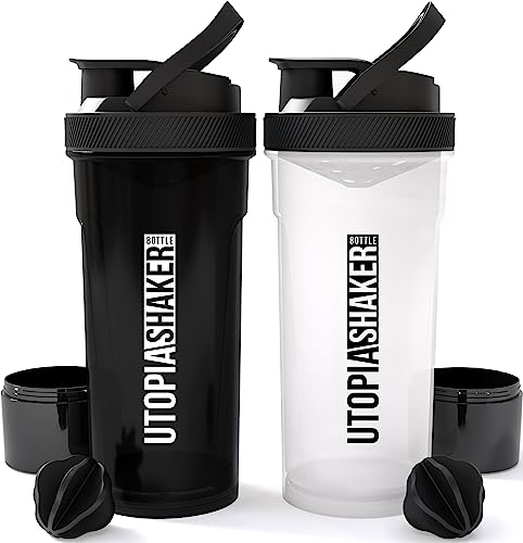 Utopia Home 2-Pack Shaker Bottle - Protein Shaker with Storage