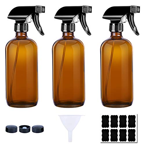 Amber Glass Spray Bottles, 3 Pack 8 Oz