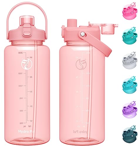 Large Water Bottle with Time Markers and 2-in-1 Lid