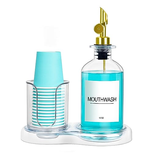 Gold Mouthwash Dispenser with Cup Holder