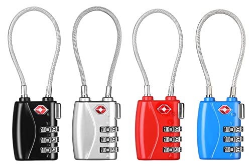 ZHEGE TSA Approved Luggage Locks - Cable Travel Lock for Baggage