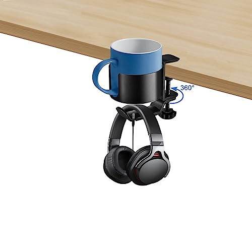 Desk Cup Holder with Headphone Hanger