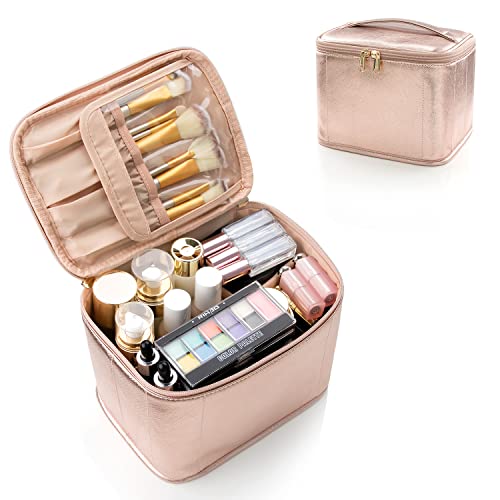 OCHEAL Makeup Bag with Large Capacity and Organizer - Rose Gold
