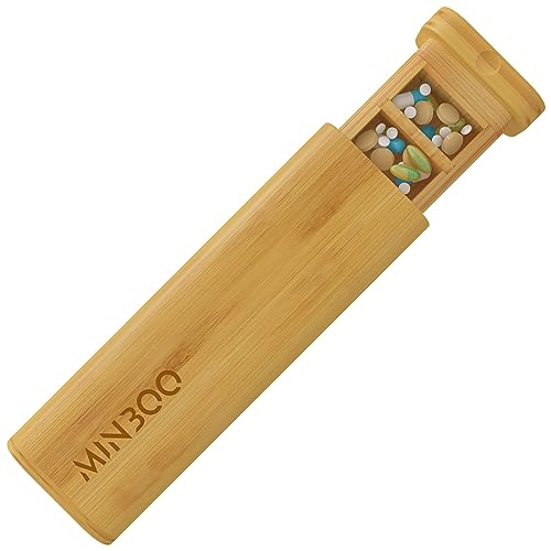 Bamboo Pill Organizer - Large Capacity Weekly Travel Pill Case