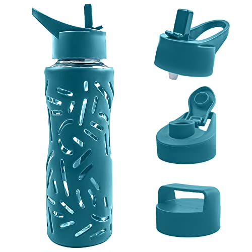Glass Water Bottles with Straw Cap