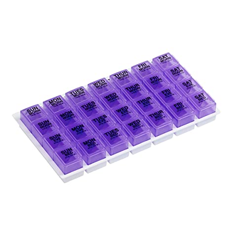 Ezy Dose Weekly Pill Organizer, Large Pop-Out Compartments, Purple