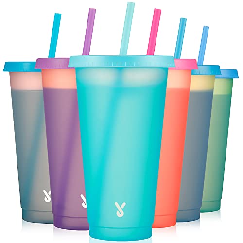 Color Changing Cups with Lids and Straws