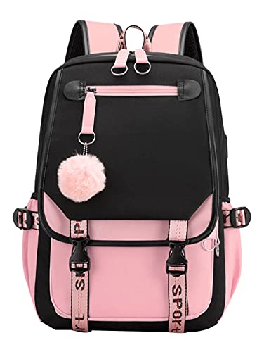 JiaYou Teenage Girls' Backpack - Black Pink