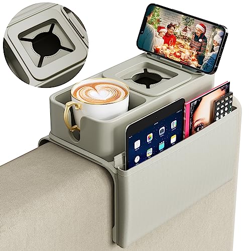 QueenKey Couch Cup Holder with Side Pockets