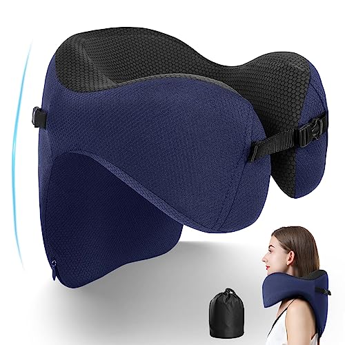 Flexicomfort Car Neck Pillow for Driving - Memory Foam Headrest Pillow with  Easy-to-Carry Portable Bag - Compact Multi Purpose Travel Pillow - Machine