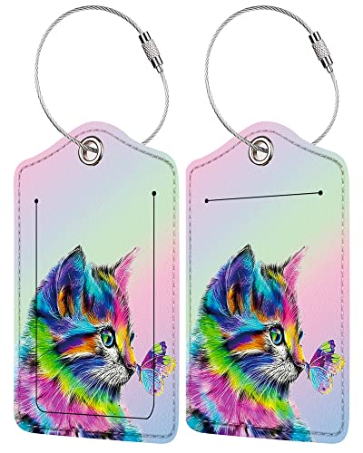 Cute Unique Leather Bag Tags with Privacy Cover