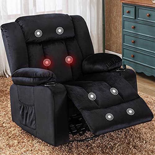 COMHOMA Massage Rocker Recliner Chair with Heat & Swivel