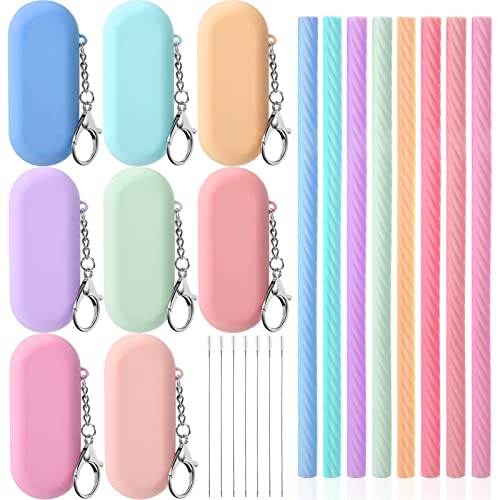 Portable Silicone Straws with Case