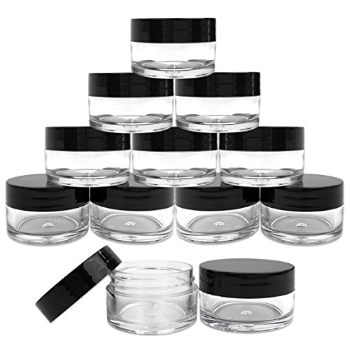 Beauticom Acrylic Round Clear Jars with Lids (Black Lid)