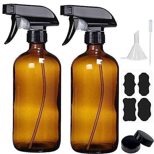 Amber Glass Spray Bottles - 2 Pack