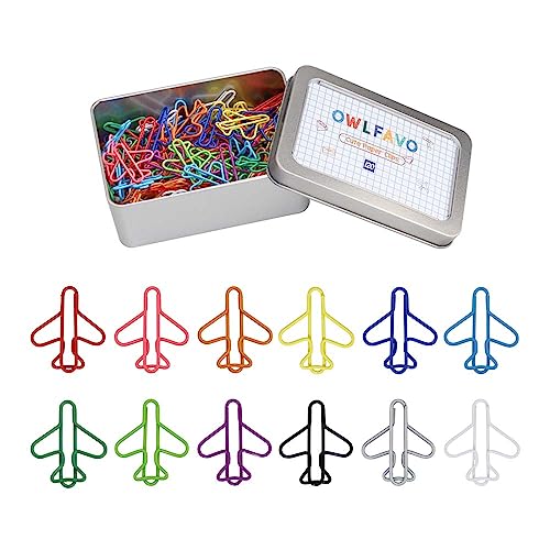 OWLFAVO 120pcs Airplane Shape Paper Clips