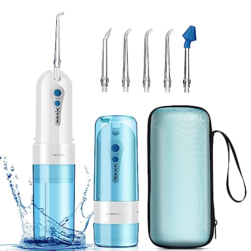 Portable Water Dental Flosser for Travel - KOOVON Oral Irrigator with 4 Modes & 5 Jet Tips