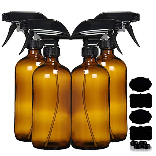 Amber Glass Spray Bottles - 16 Ounce