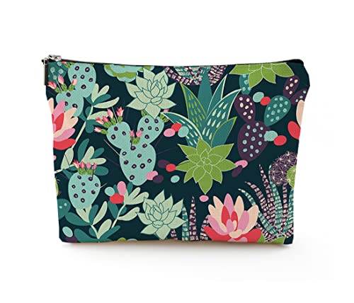 YUMQSEOS Waterproof Makeup Travel Bag - Cactus Flower