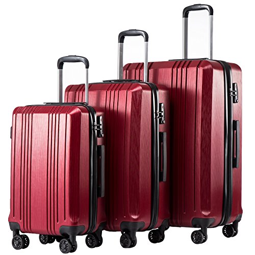 Coolife Expandable Suitcase 3 Piece Set with TSA Lock Spinner