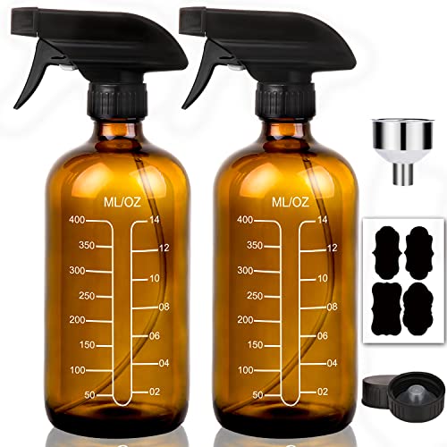 Glass Spray Bottles - Amber Empty Refillable Container for Homemade Cleaning Products