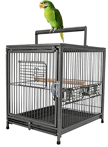 Portable Bird Parrot Carrier Cage with Stand