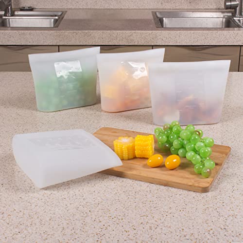 Silicone Food Storage Bags Quart 4 Pack