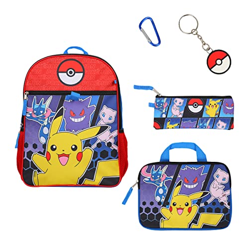 Pokemon Pikachu Backpack Set 4 Piece Lunch Box Water Bottle Pencil Case Set  Yellow