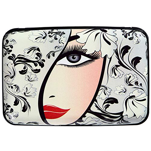 Beautiful Girl on Floral RFID Blocking Credit Card Holder