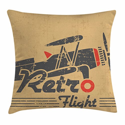 Vintage Airplane Throw Pillow Cushion Cover