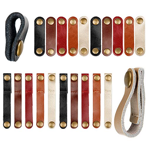 Leather Cable Straps Cable Ties Cable Organizers - 2 Sizes 5 Colors