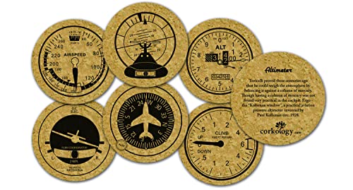 Corkology Aviation Coasters, 3.75" dia, Cork