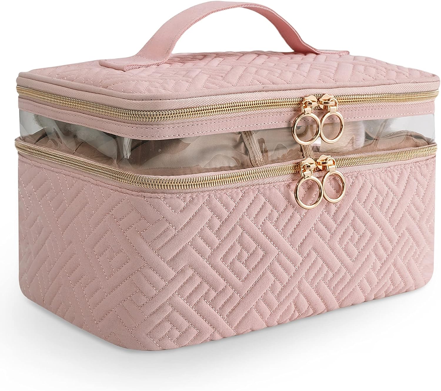 Travel Designer Cosmetic bag with Dividers For Women & Girls Rose Gold Color